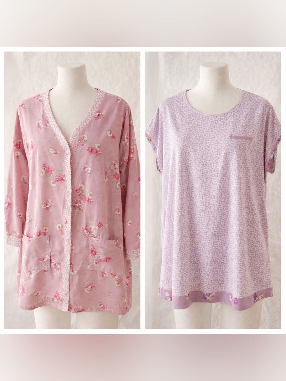Midnight by Carole Hochman Pink & Lavender Floral Two-Piece Pajama tops